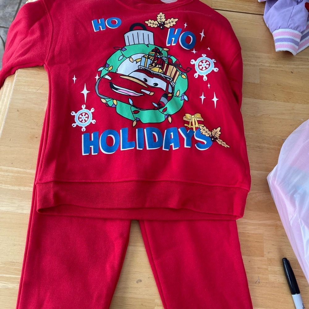 Disney Cars Lightning McQueen Christmas Fleece Top & Pants 5